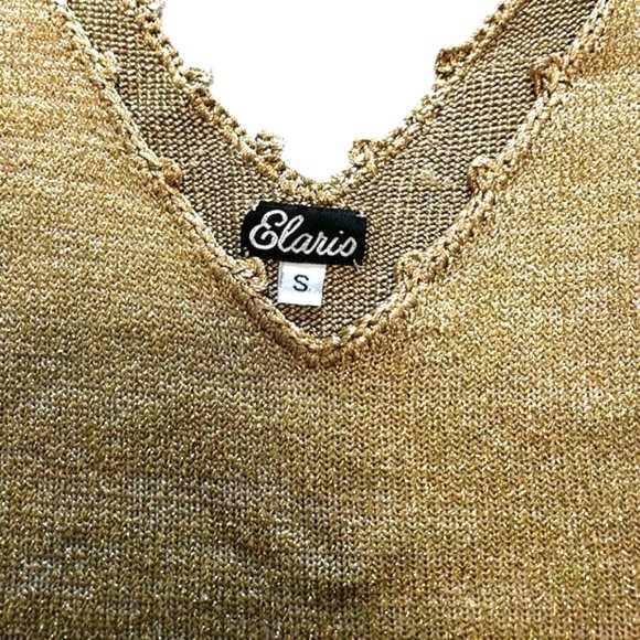 Gold Luxury Hand-Knit Sleeveless Top by Elaris Size Small - Picture 4 of 8